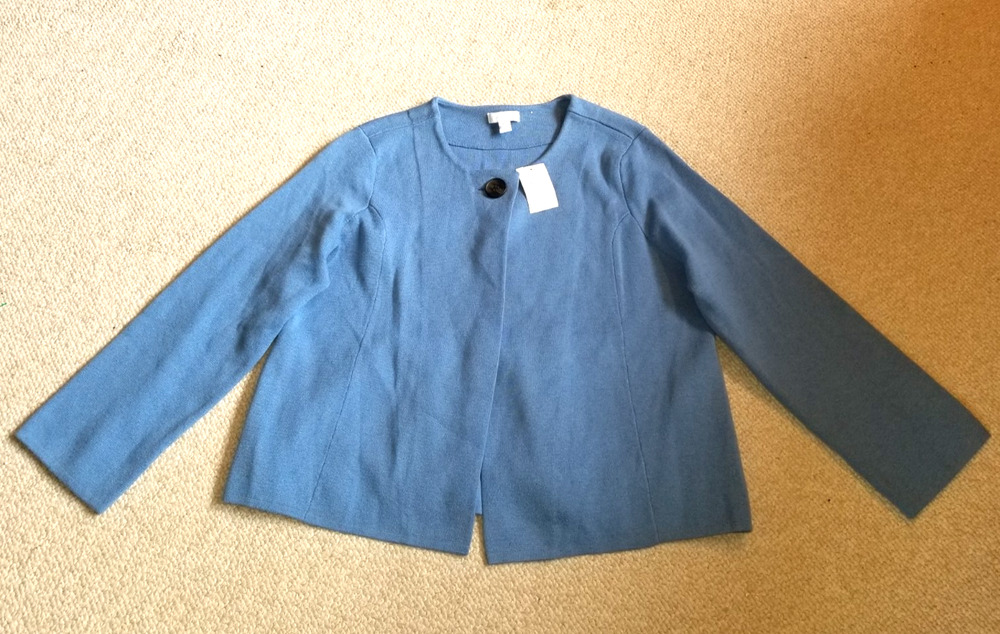 NWT $89 Womens Sweater-CHARTER CLUB-blue cotton button cardigan lagenlook-PXL
